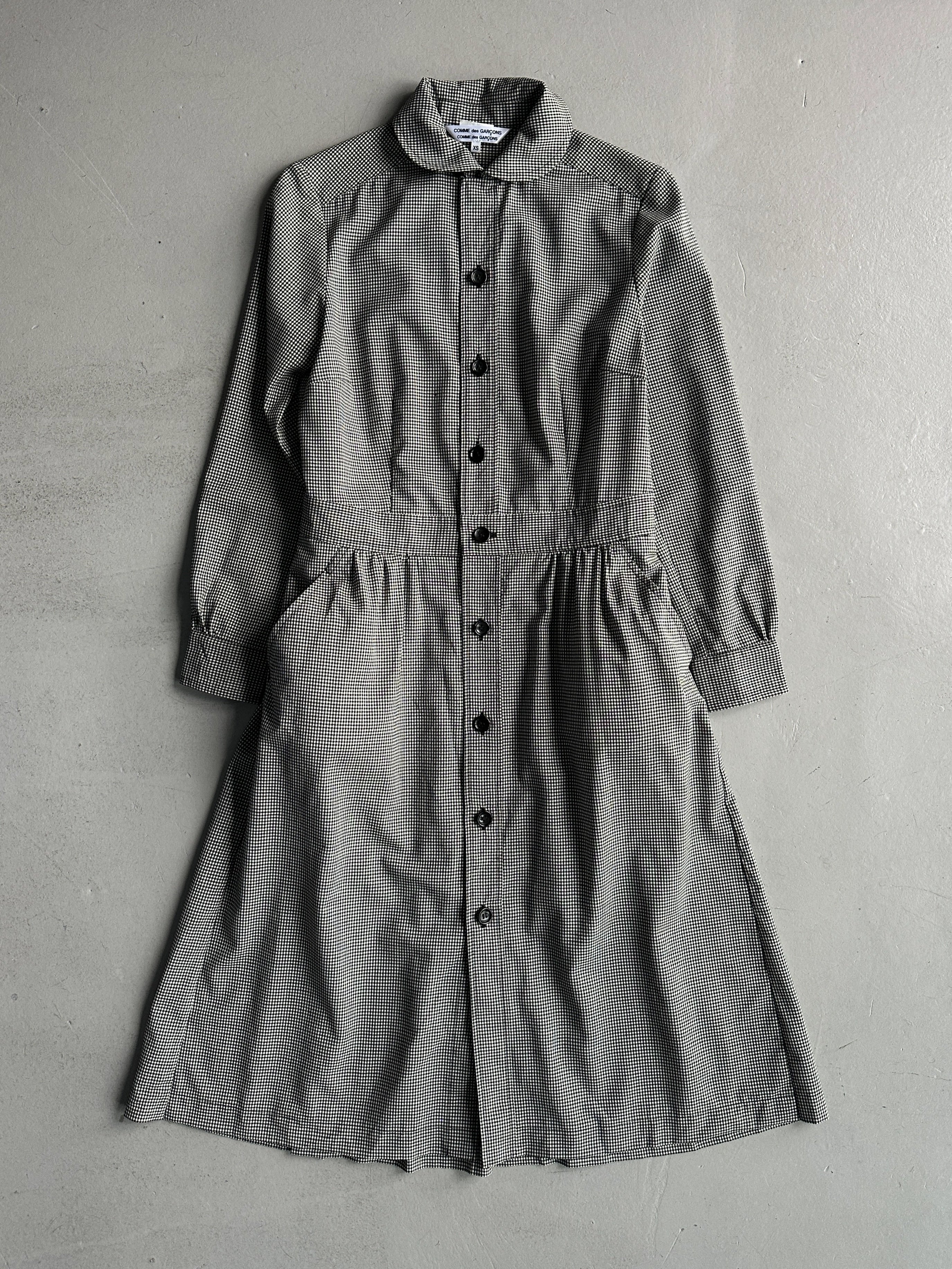 COMME DES GARÇONS - A/W 2018 BUTTONED FRONT GINGHAM CHECK COLLARED DRESS
