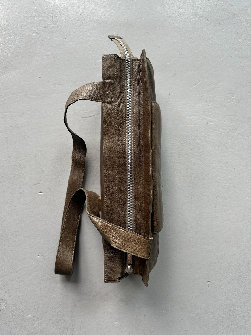 KRIZIA - 1990s LEATHER SILHOUETTE SHOULDER BAG