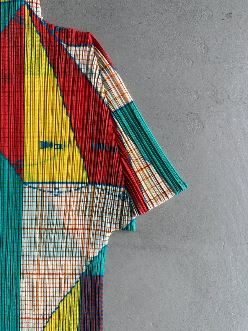 ISSEY MIYAKE PLEATS PLEASE - S/S 1998 GEOMETRIC PRINT HALF SLEEVE TOP