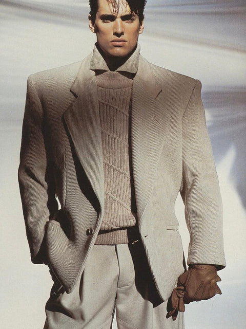 CLAUDE MONTANA - F/W 1983 BOXY FIT KNIT JUMPER WITH CABLE KNIT FRONT PANEL