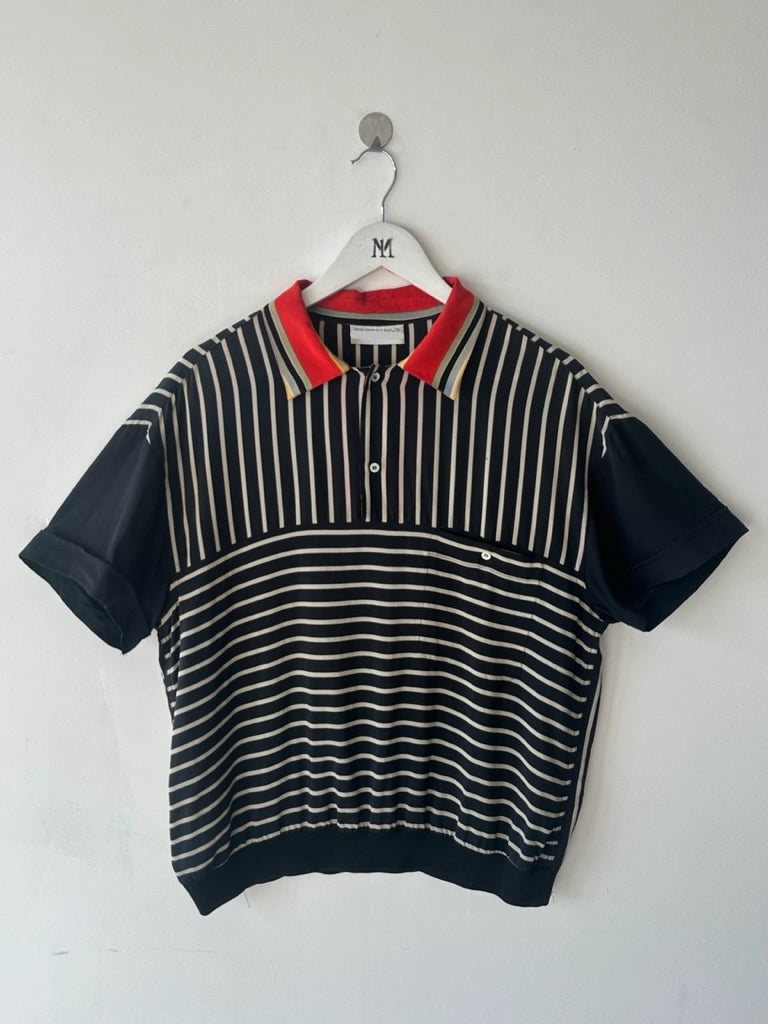 ITALIAN LABEL 1980s BOXY FIT SILK POLO T-SHIRT