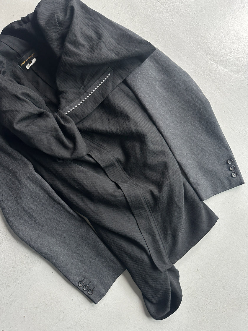 COMME DES GARÇONS - A/W 2003 ASYMMETRIC PANELED BLAZER WITH ZIP DETAIL