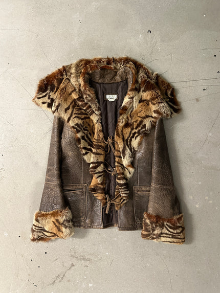 1980s LEATHER JACKET WITH FUR