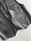 1980s STITCHED PANELING LEATHER VEST