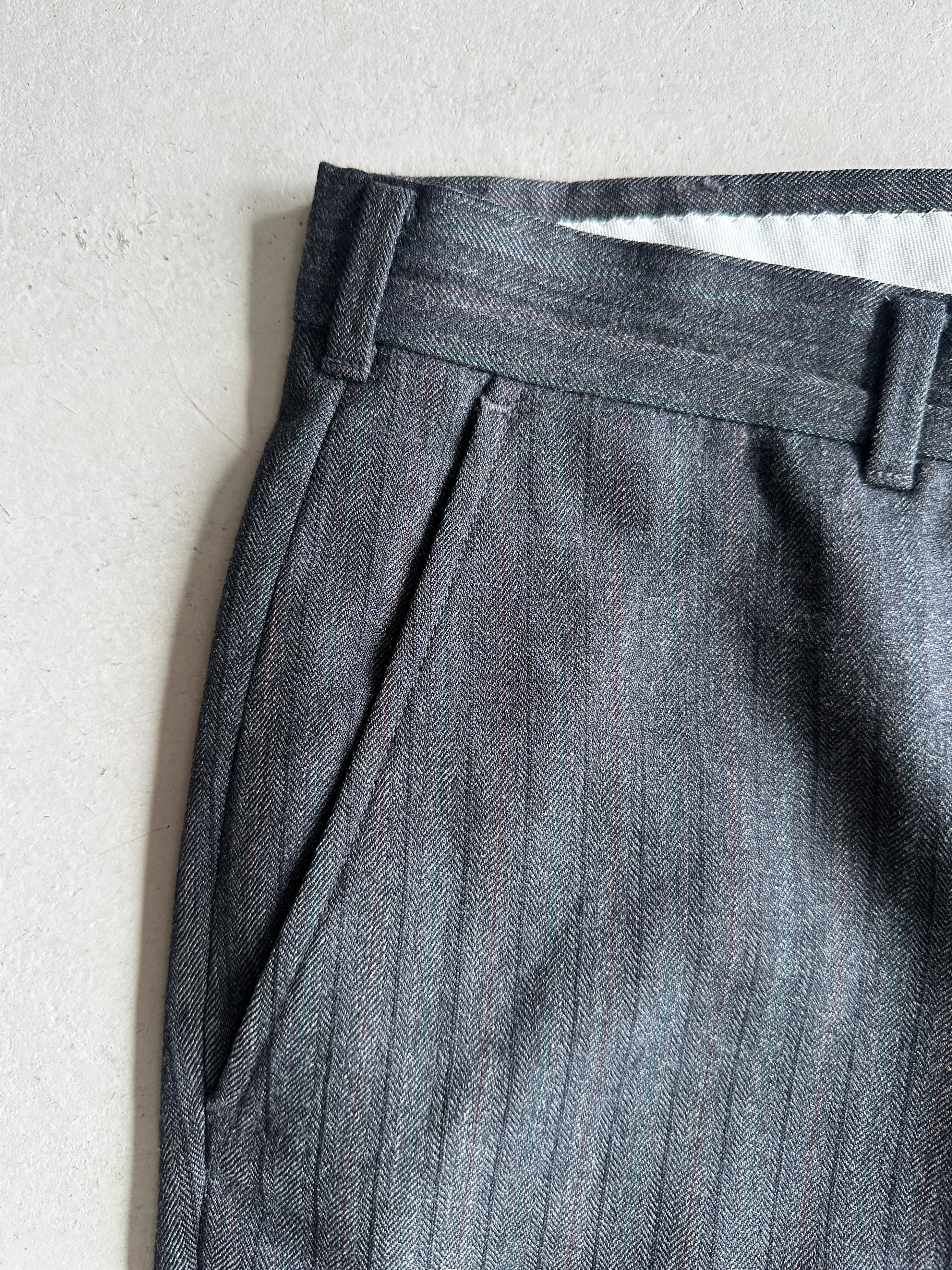 1990s PINSTRIPED STRAIGHT FIT TAILORED TROUSERS