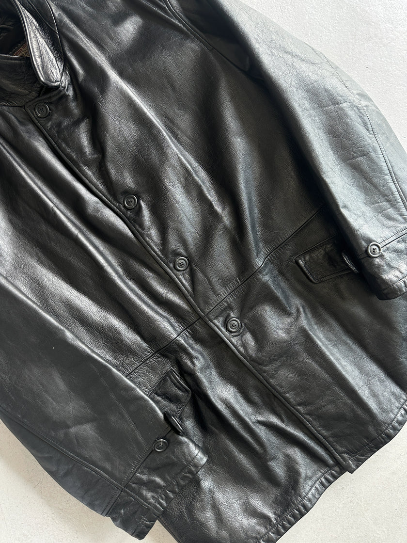 ARMANI JEANS - 1990s STRAIGHT FIT LEATHER JACKET