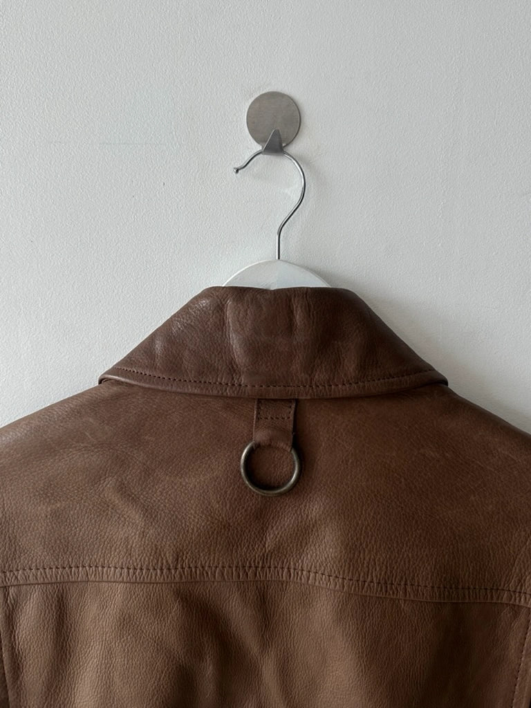 GIANFRANCO FERRÉ - early 2000s ASYMMETRICAL FRONT LEATHER BIKER JACKET
