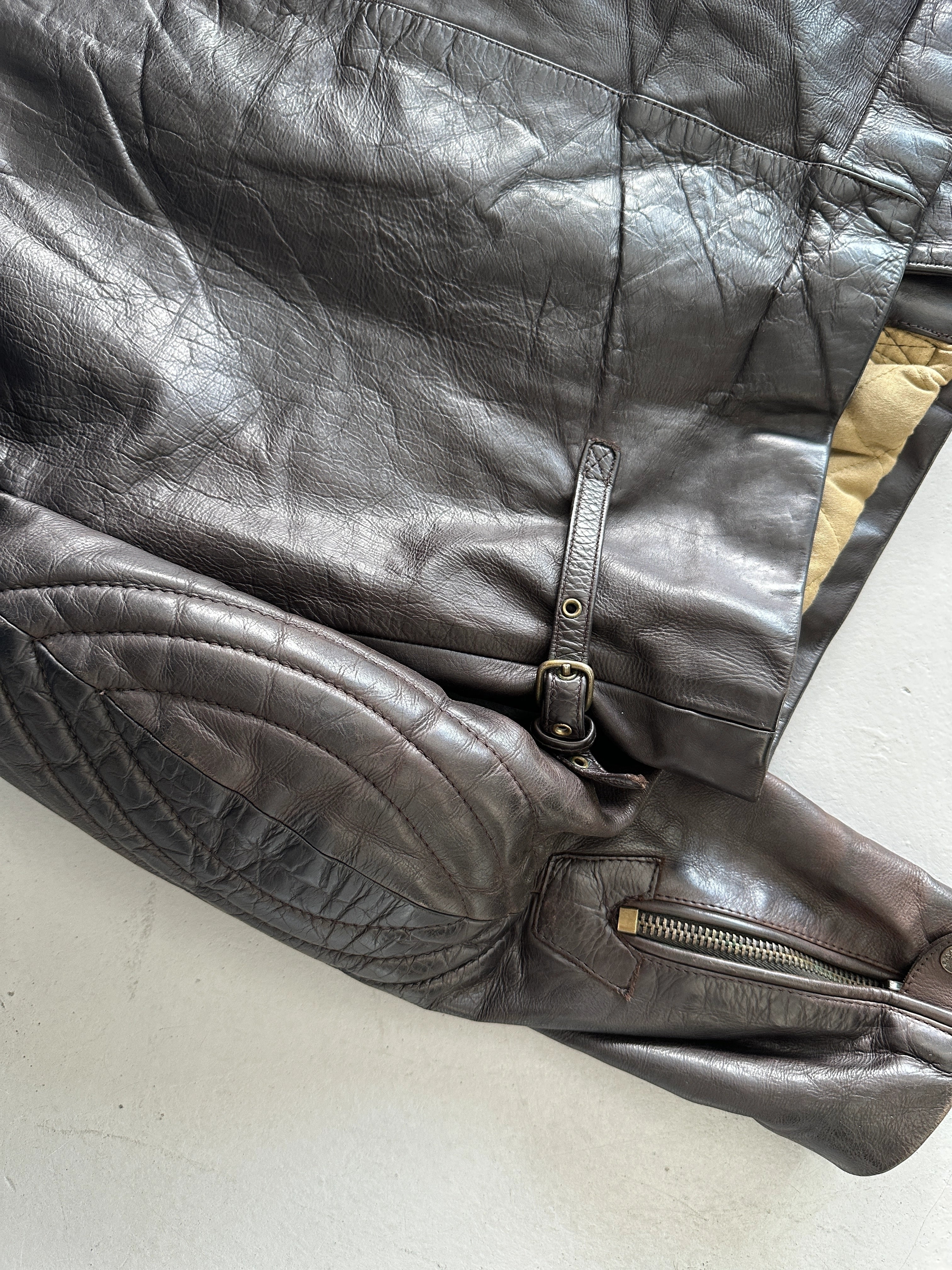 ARMANI JEANS - 1990s LEATHER BOMBER JACKET