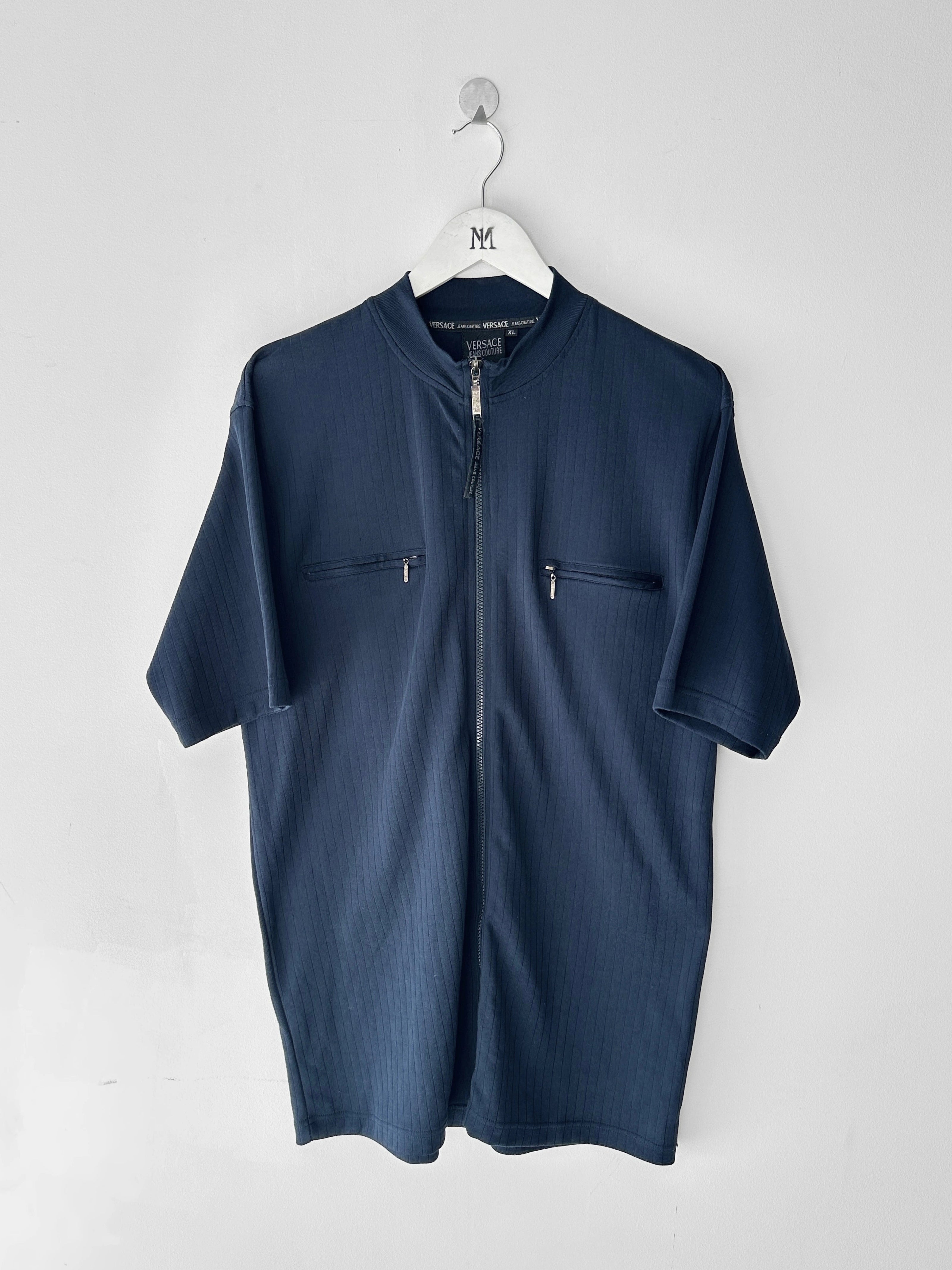 VERSACE - early 2000s ZIP UP SHORT SLEEVE TOP