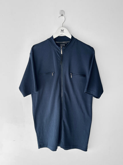 VERSACE - early 2000s ZIP UP SHORT SLEEVE TOP