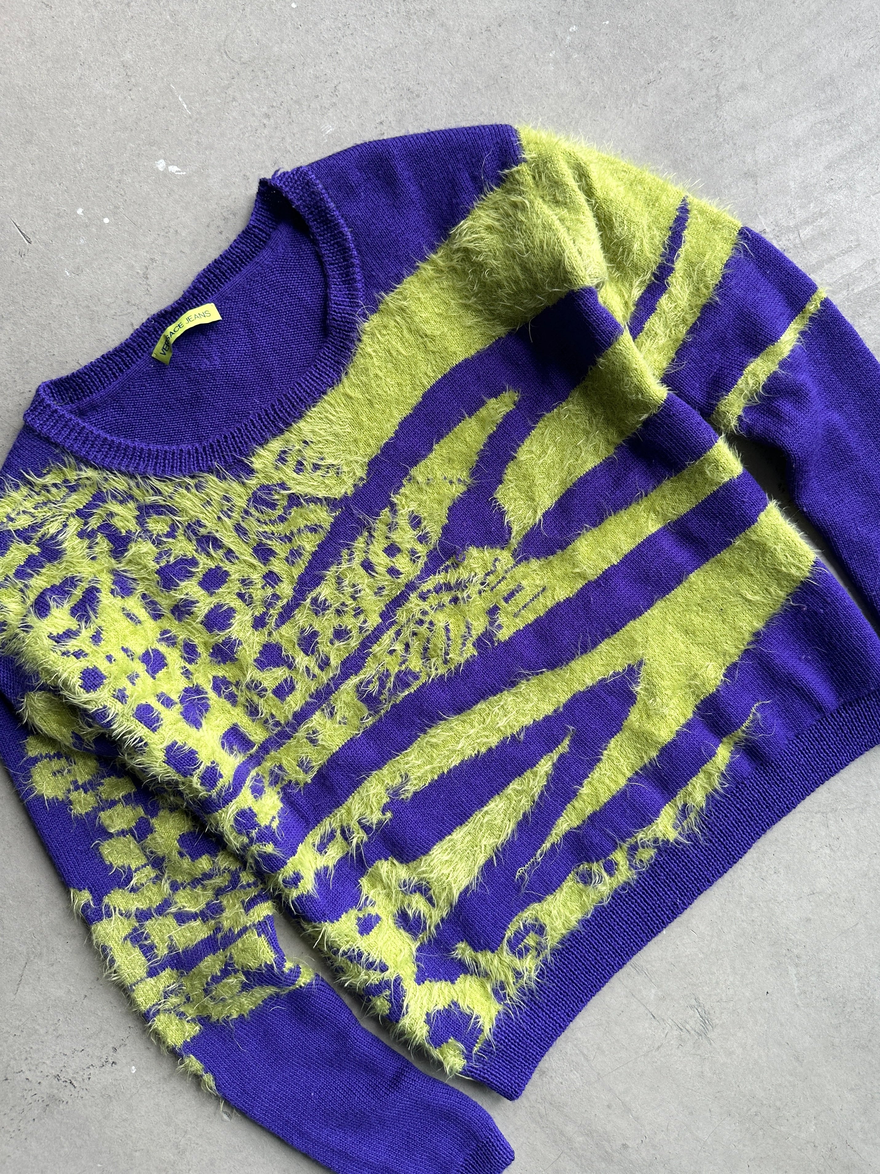 VERSACE JEANS - 2000s ROUND NECK NEON KNIT JUMPER