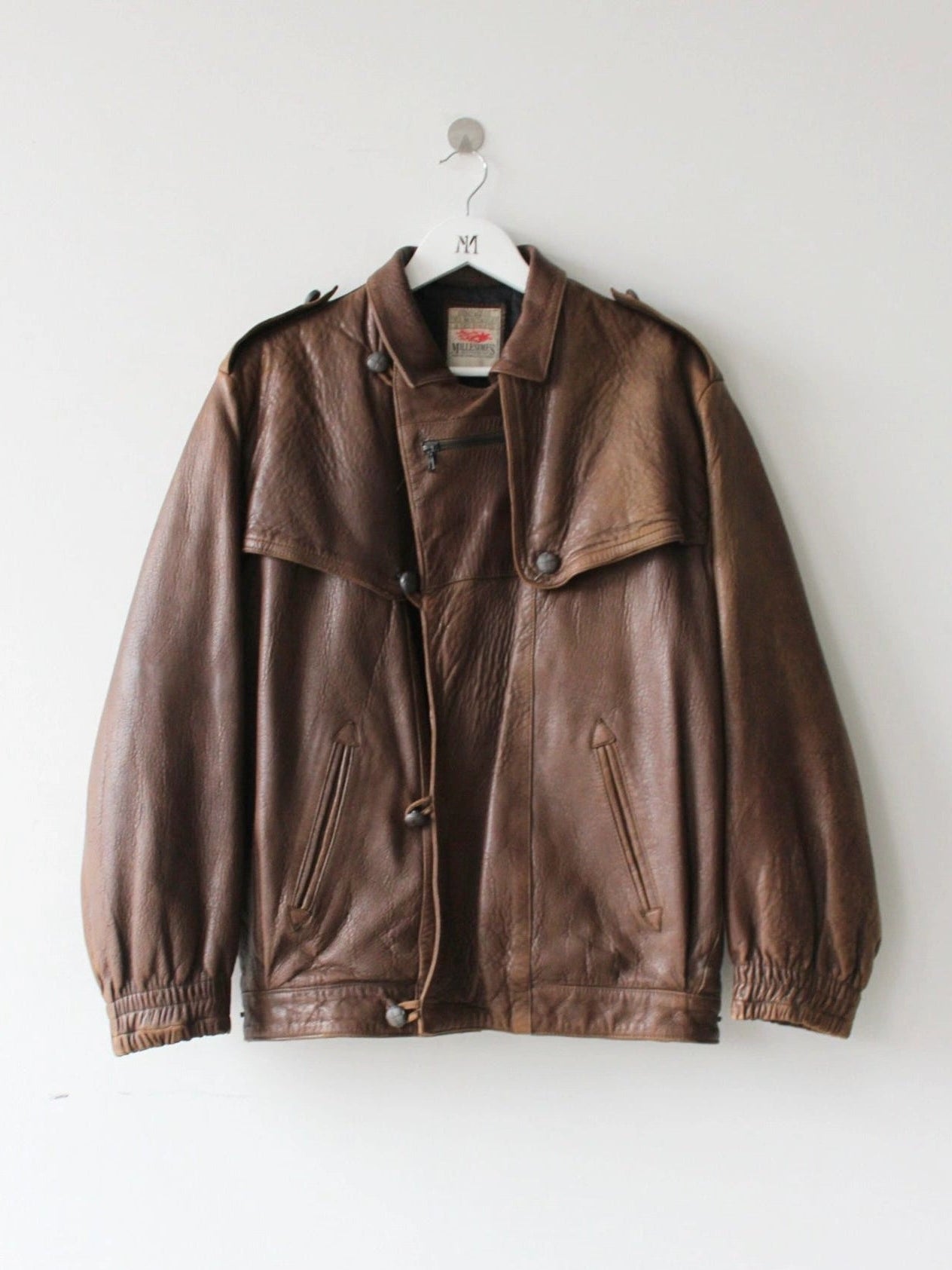 COMPAGNIE DES MONTAGNES ET DES FORÊTS BY MARITHÉ & FRANCOIS GIRBAUD 1980s LEATHER JACKET