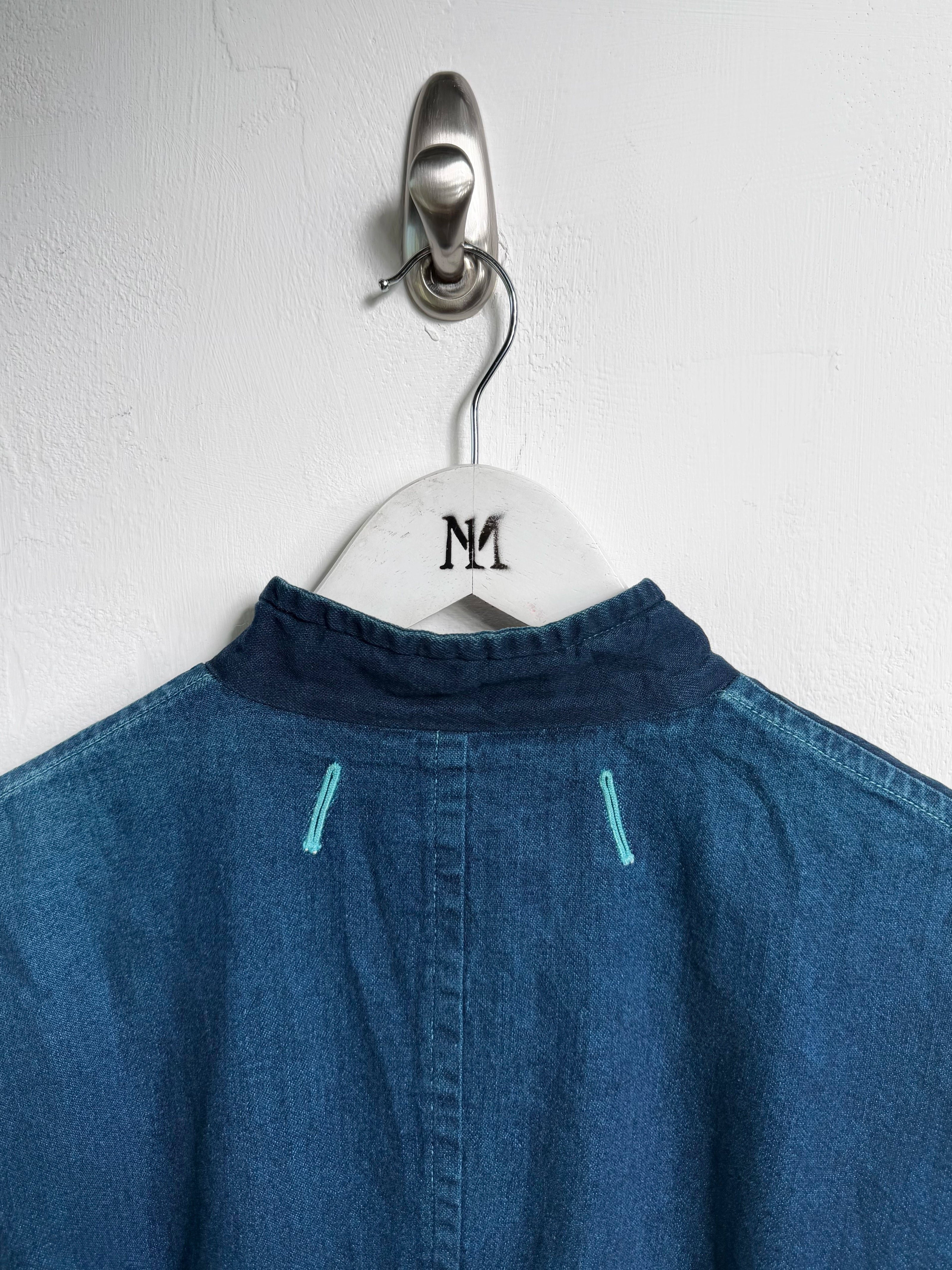 ISSEY MIYAKE - F/W 1993 PANELED DENIM JACKET WITH CONTRAST EMBROIDERED DETAILS ALL OVER