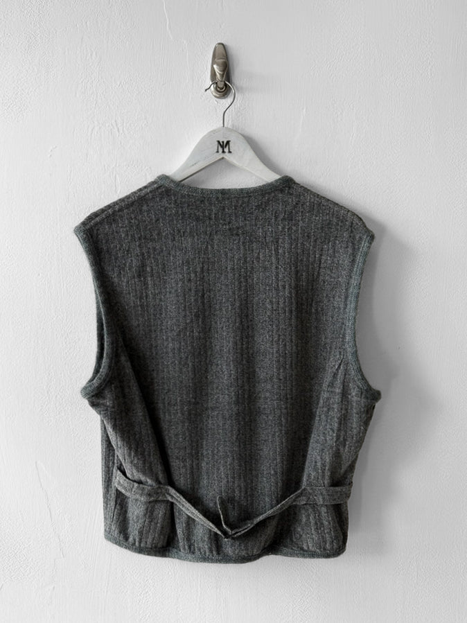 BYBLOS - 1980s RIBBED V NECK BUTTONED VEST TOP GILET