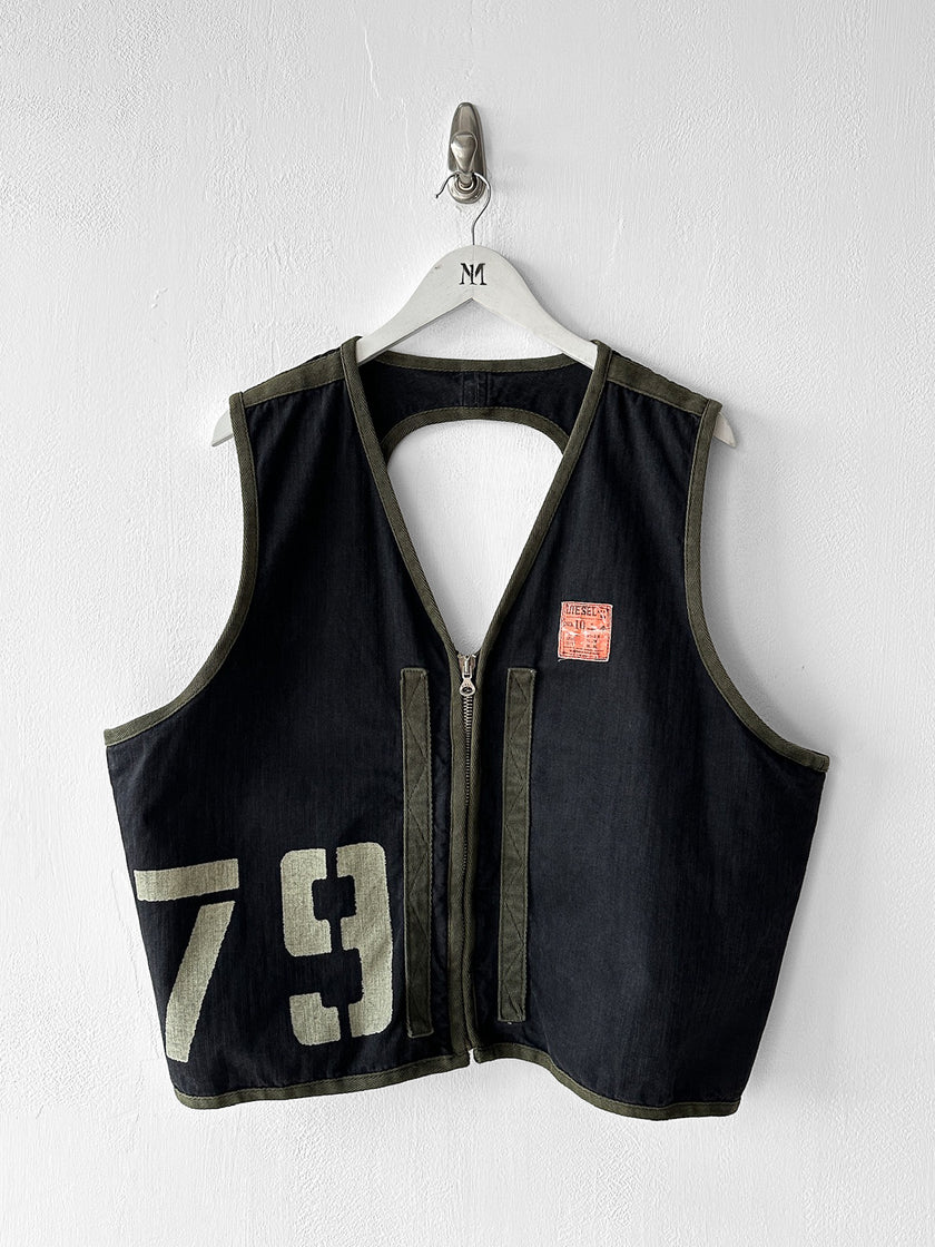 DIESEL - 1980s 2 in 1 BOMBER JACKET WITH LAYERED ZIPPED VEST