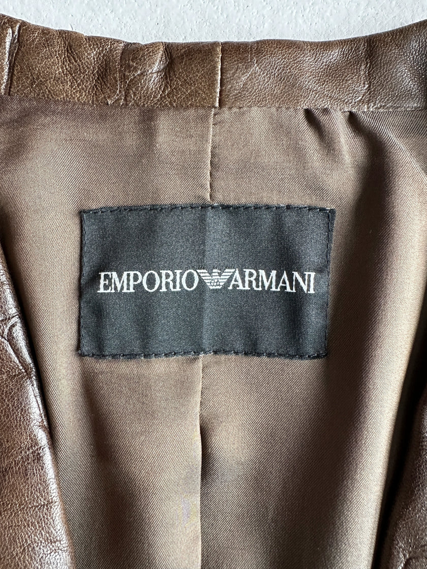 EMPORIO ARMANI - F/W 2008 TWO WAY ZIP LEATHER JACKET