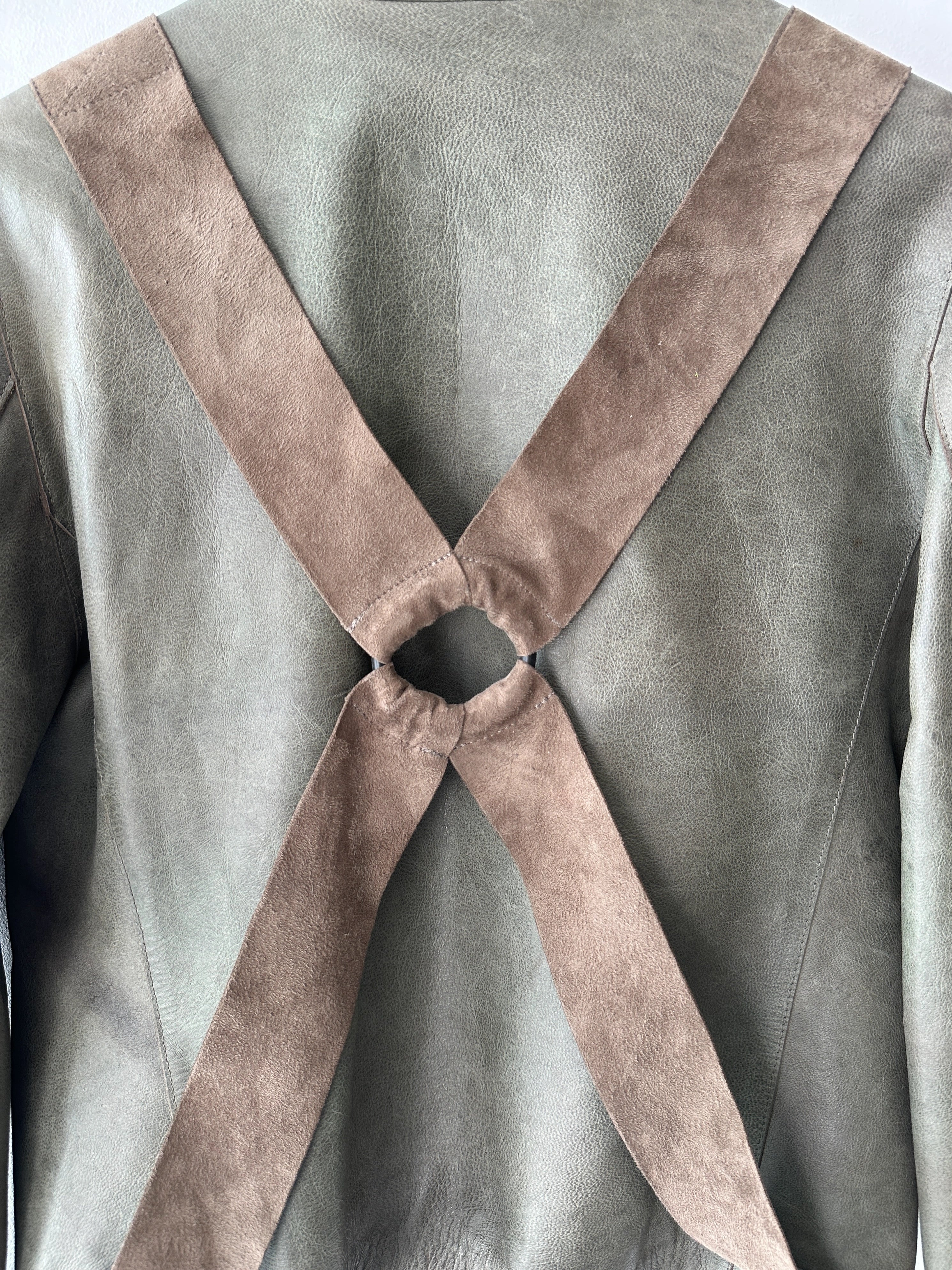 BRITISH LABEL - late 1990s LEATHER JACKET WITH BONDAGE DETAILS
