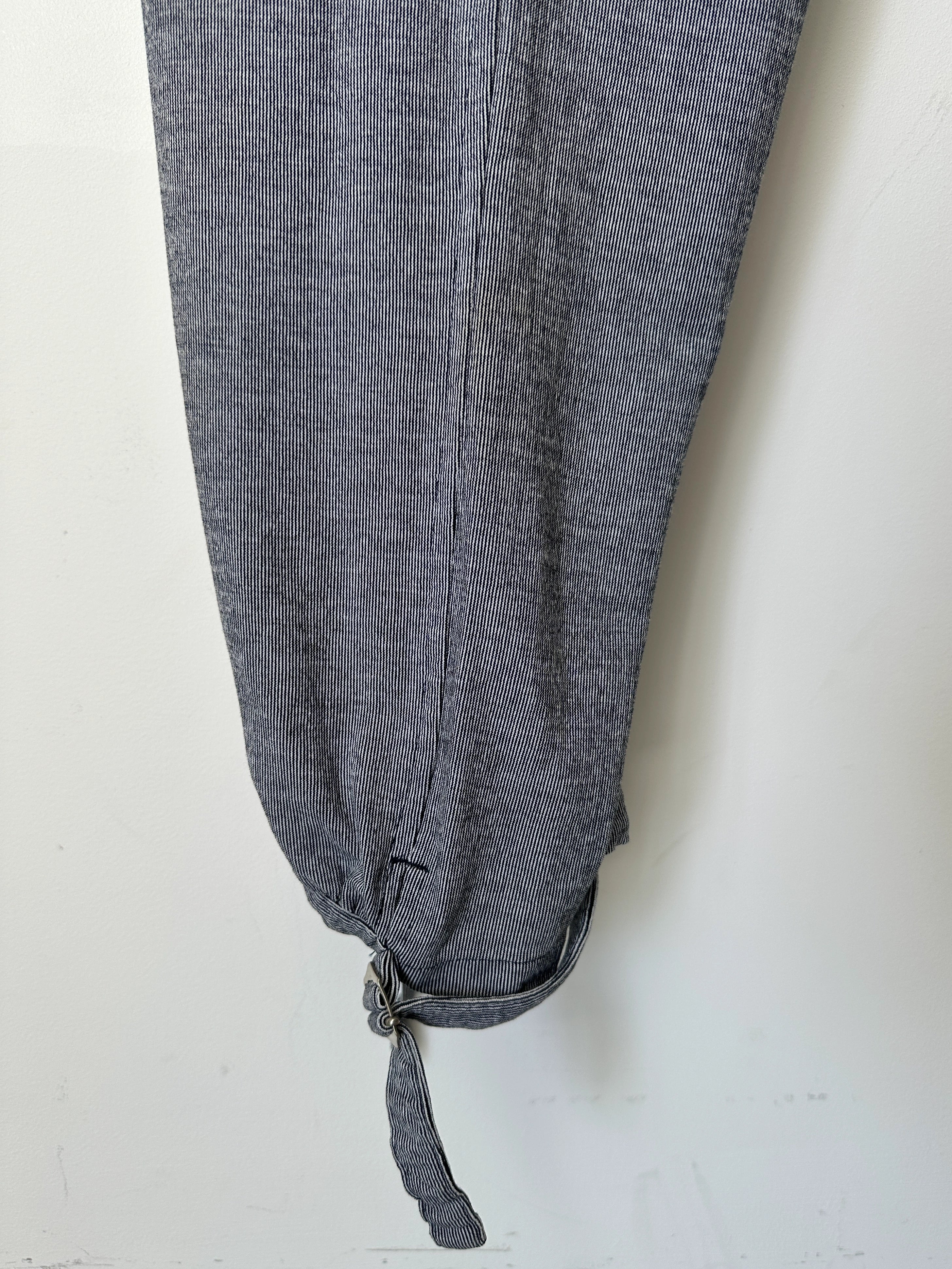 YOHJI YAMAMOTO - S/S 1999 STRIPED TROUSERS WITH ADJUSTABLE TIE HEMS