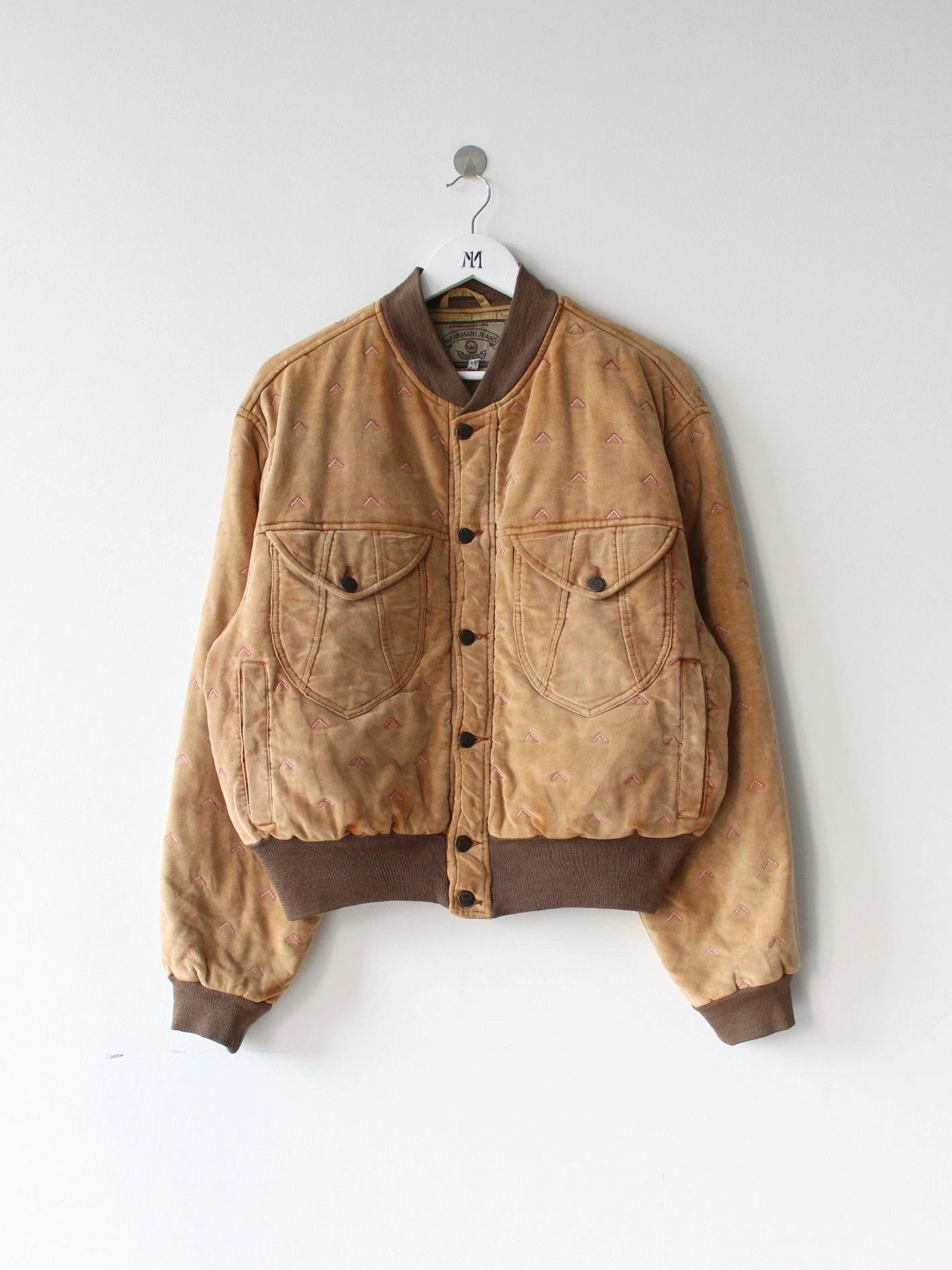 ARMANI JEANS 1990s STITCHED DETAILS BOMBER JACKET