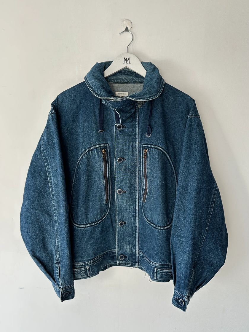 BONEVILLE BY MASSIMO OSTI - 1980s OVERSIZED DENIM BOMBER JACKET