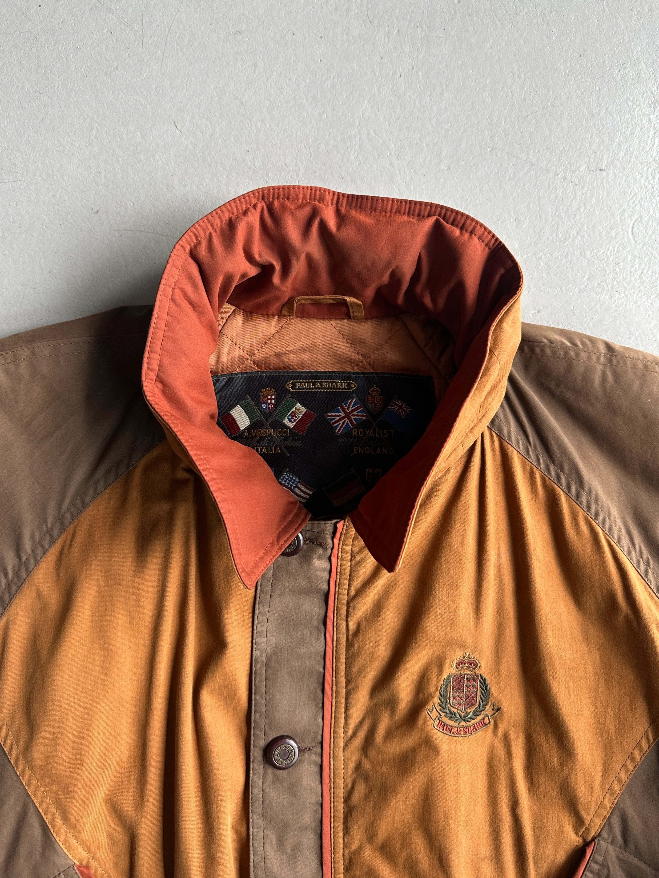 1980s ITALIAN LABEL PANELED PUFFER BOMBER JACKET