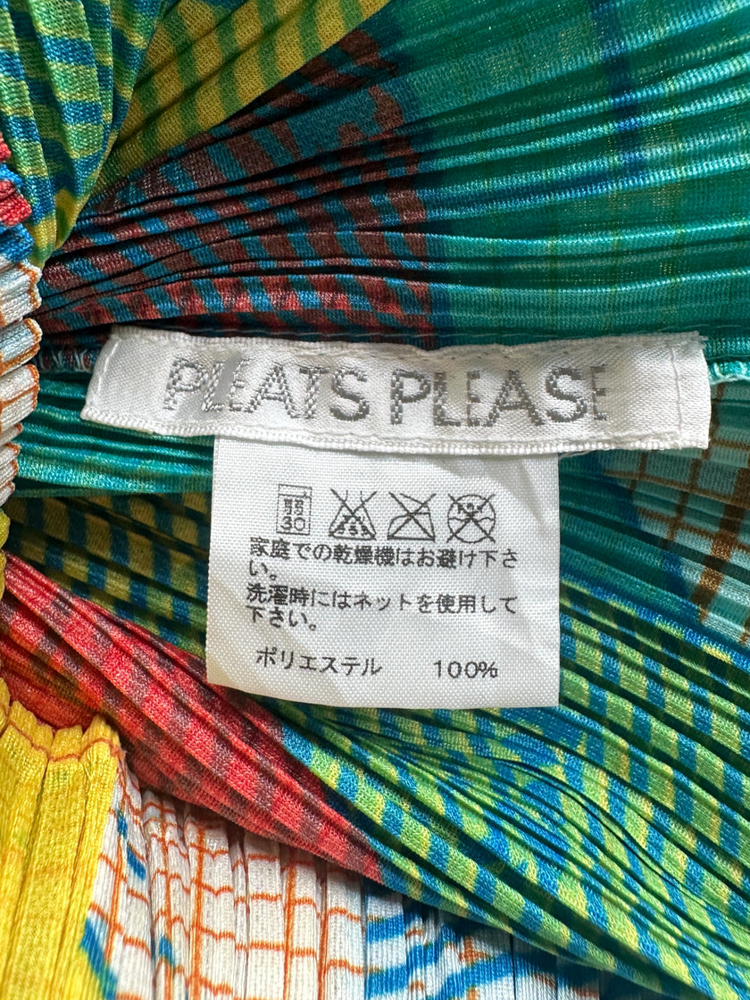 ISSEY MIYAKE PLEATS PLEASE - S/S 1998 GEOMETRIC PRINT HALF SLEEVE TOP