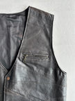 1980s STITCHED PANELING LEATHER VEST