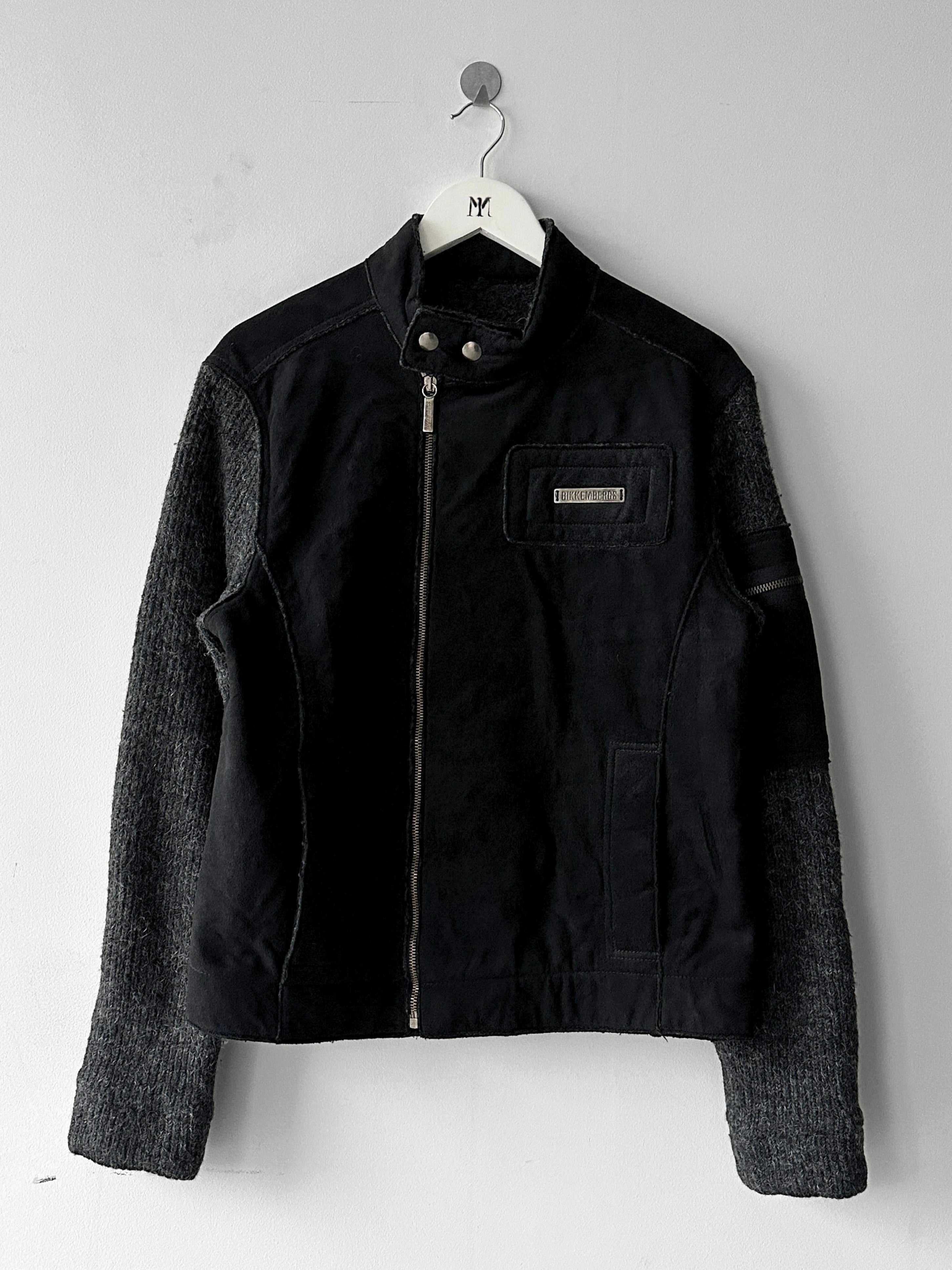 BIKKEMBERGS - 2000s BIKER JACKET WITH CONTRASTING KNIT SLEEVE