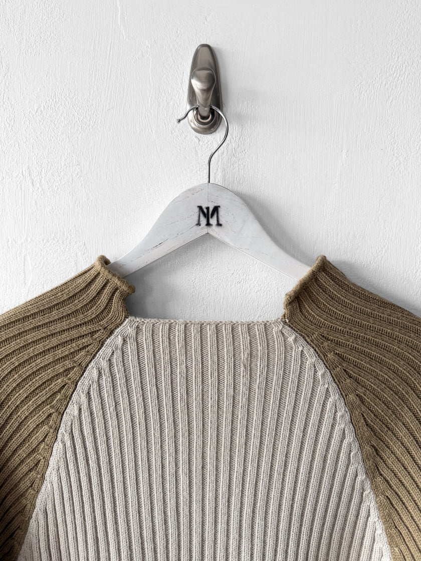 ITALIAN LABEL 2000s SLIM FIT RIBBED KNIT JUMPER