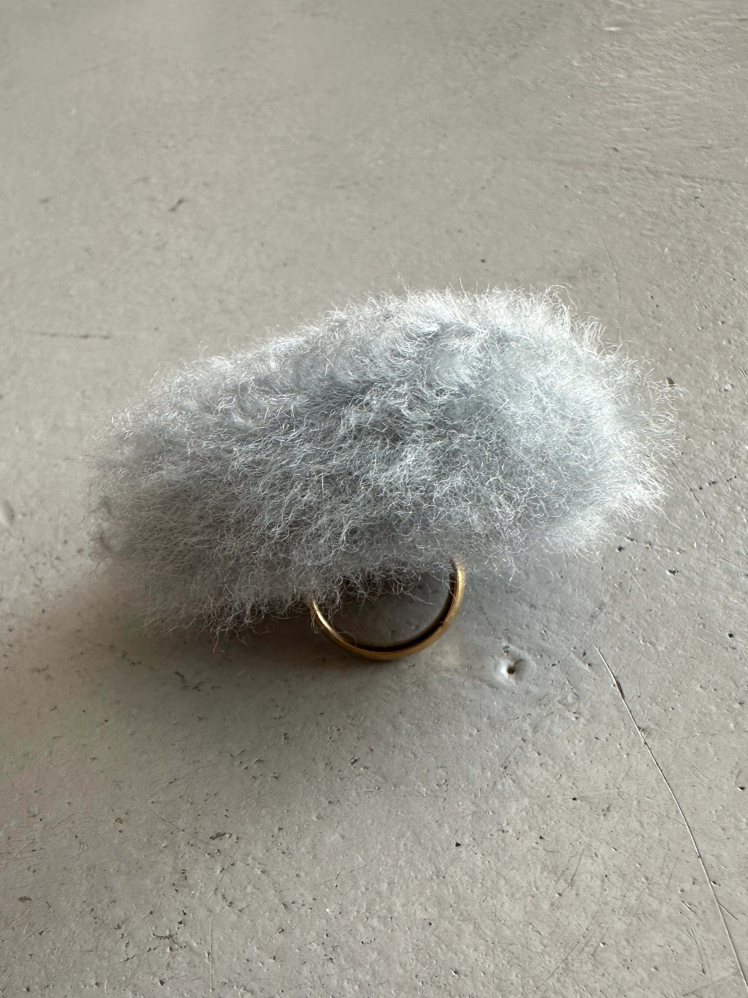 BALENCIAGA - S/S 2021 FAUX FUR  POM POM BUTTON RING