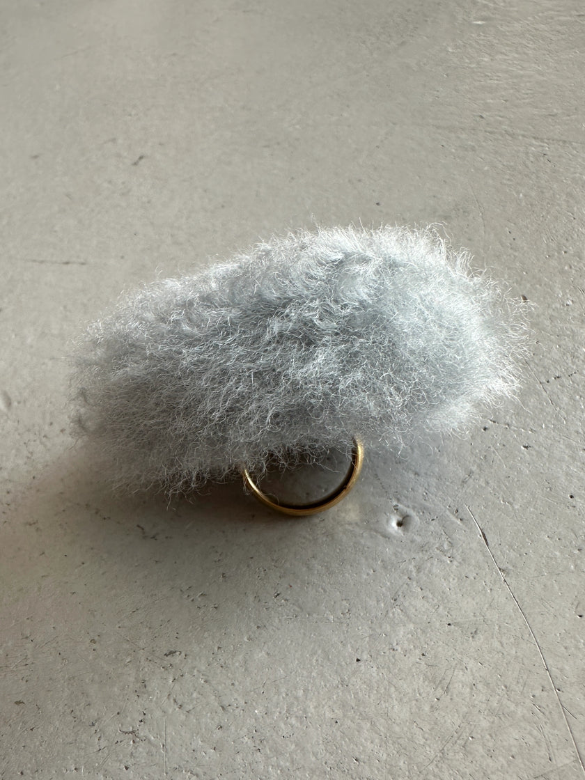 BALENCIAGA - S/S 2021 FAUX FUR  POM POM BUTTON RING
