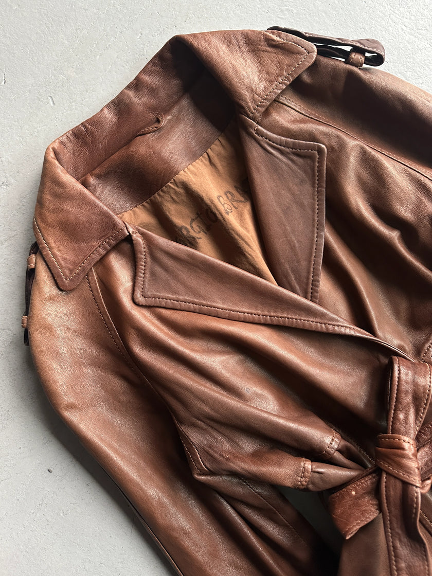 GIORGIO BRATO - 2000s SOFT LEATHER BELTED JACKET