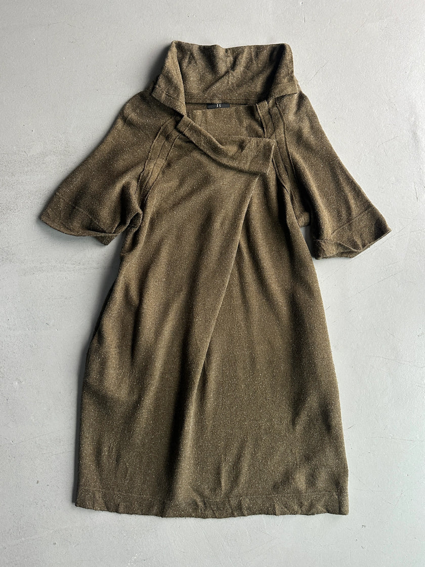 YOHJI YAMAMOTO Y's - A/W 2017 SHORT SLEEVE DRESS WITH FRONT PLEAT