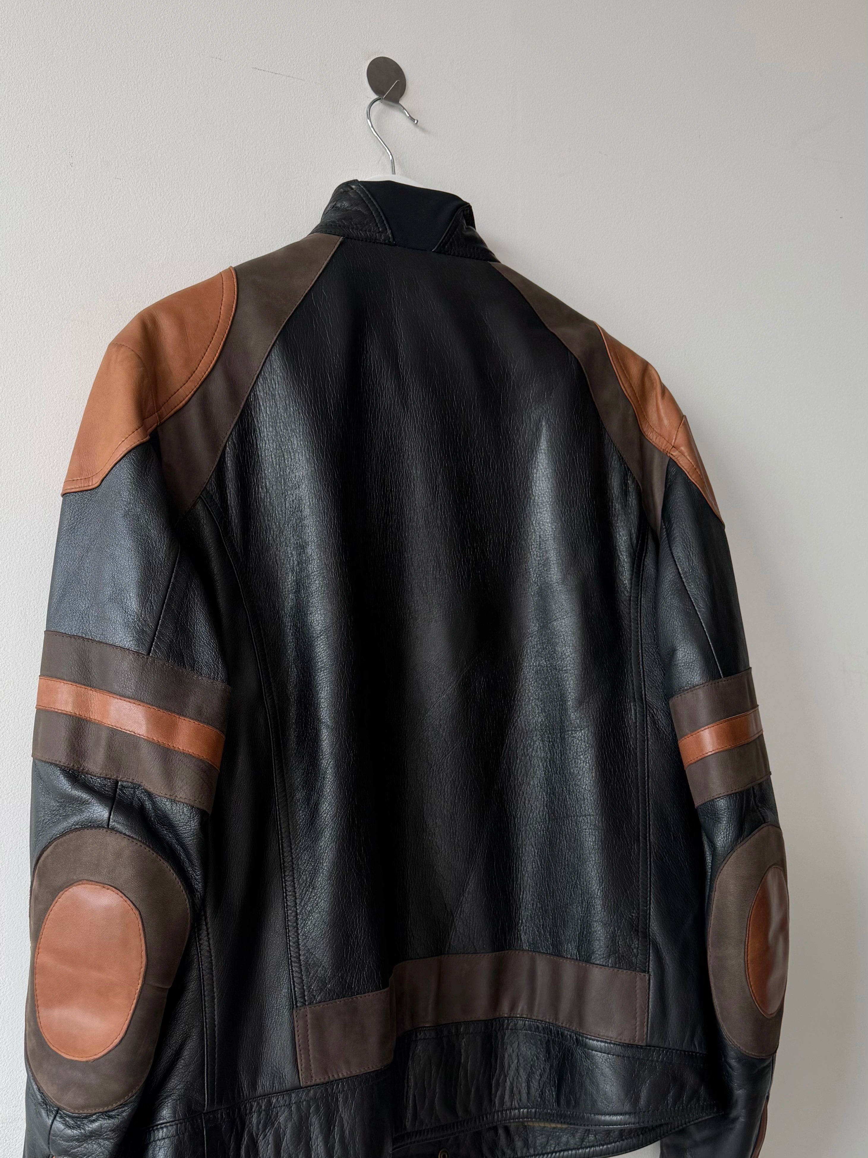 ANTONIO MARRAS - early 2000s PANELED LEATHER BIKER JACKET