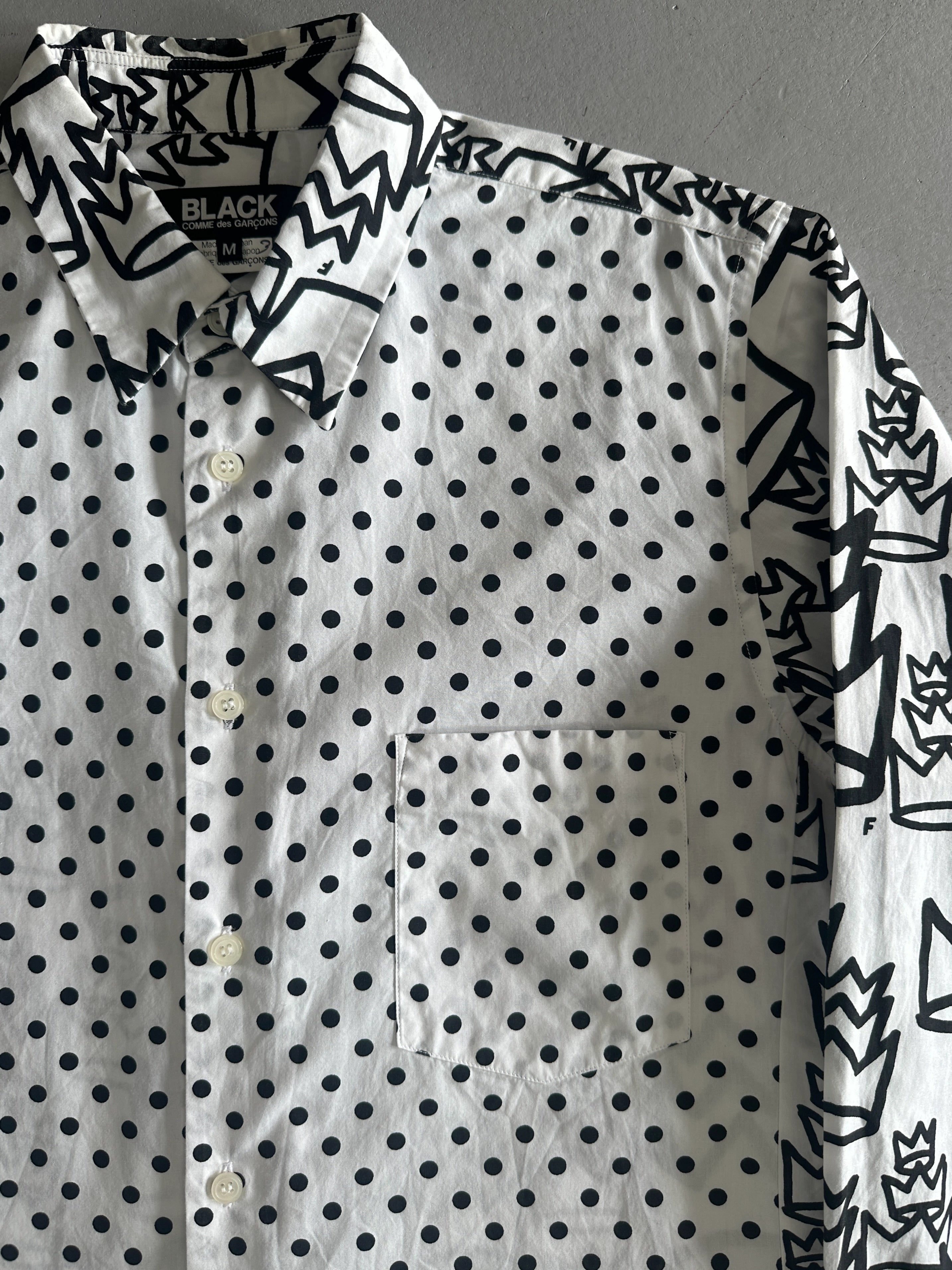 COMME DES GARÇONS - S/S 2013 POLKA DOTS FRONT PRINTED LONG SLEEVE SHIRT