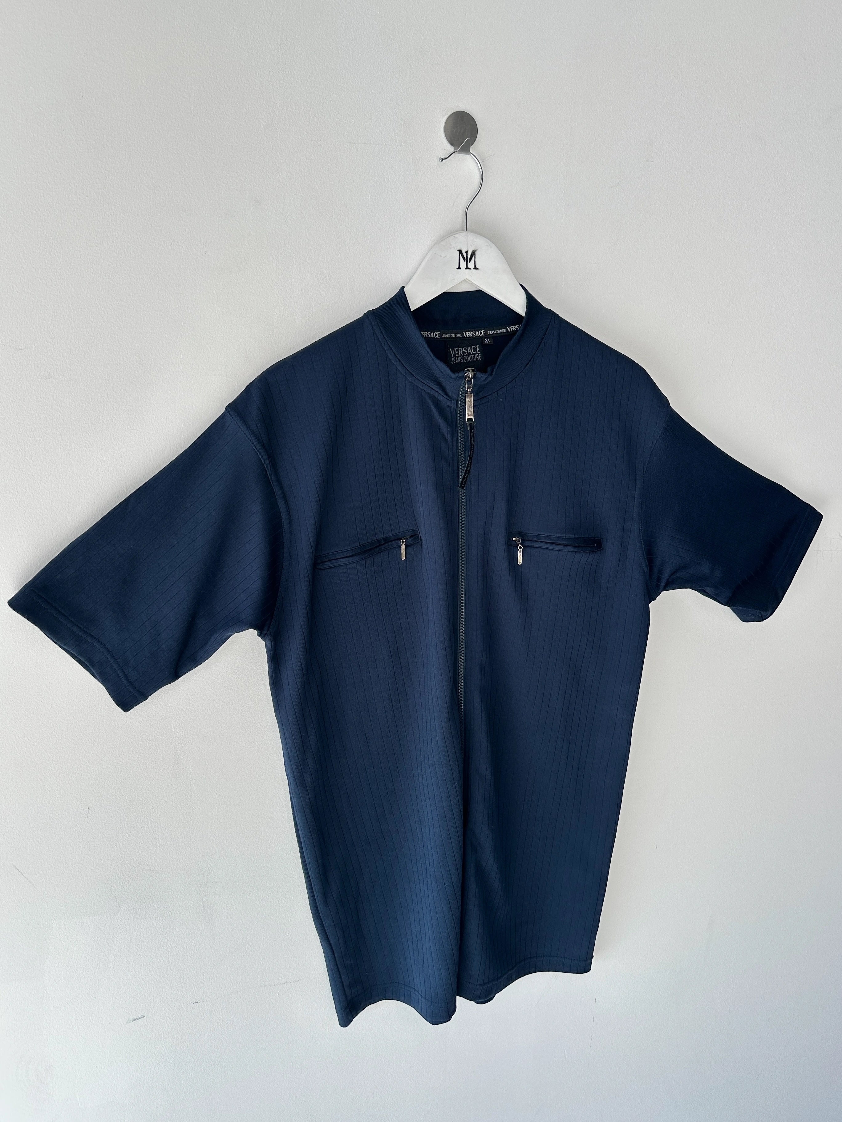 VERSACE - early 2000s ZIP UP SHORT SLEEVE TOP