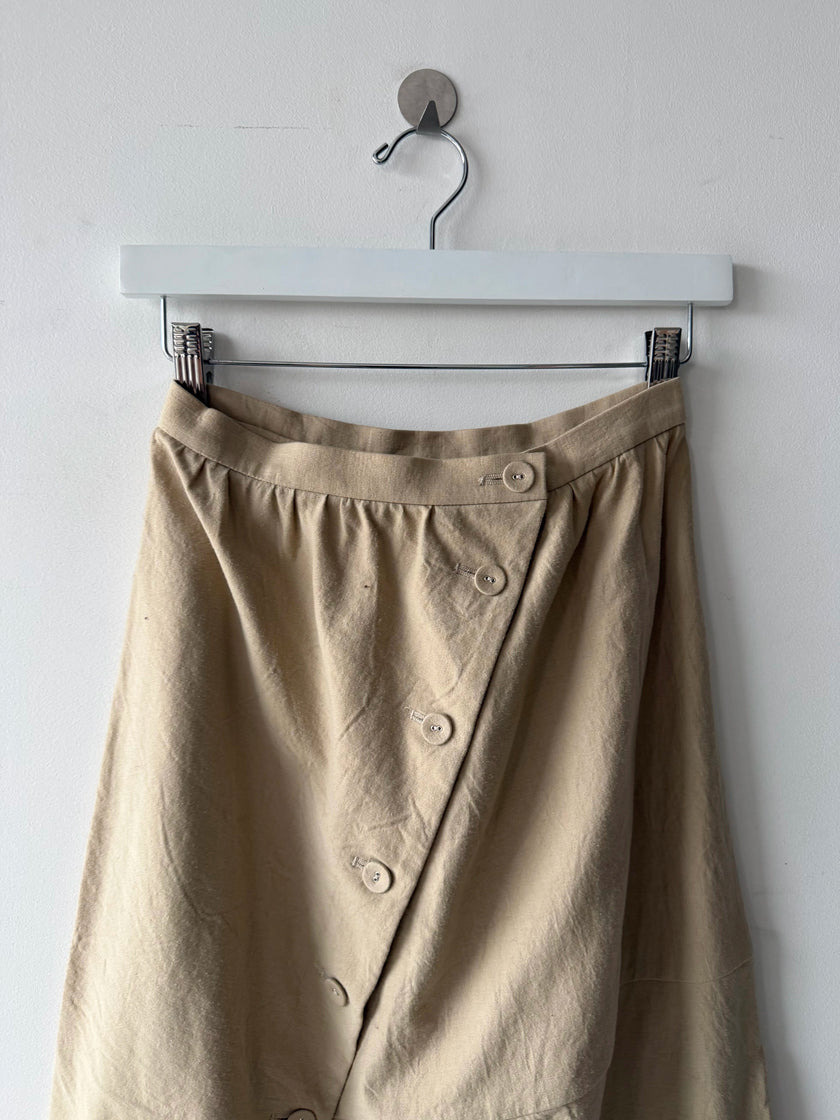 ISSEY MIYAKE HAI - 1980s ASYMMETRIC BUTTONS FRONT MAXI SKIRT