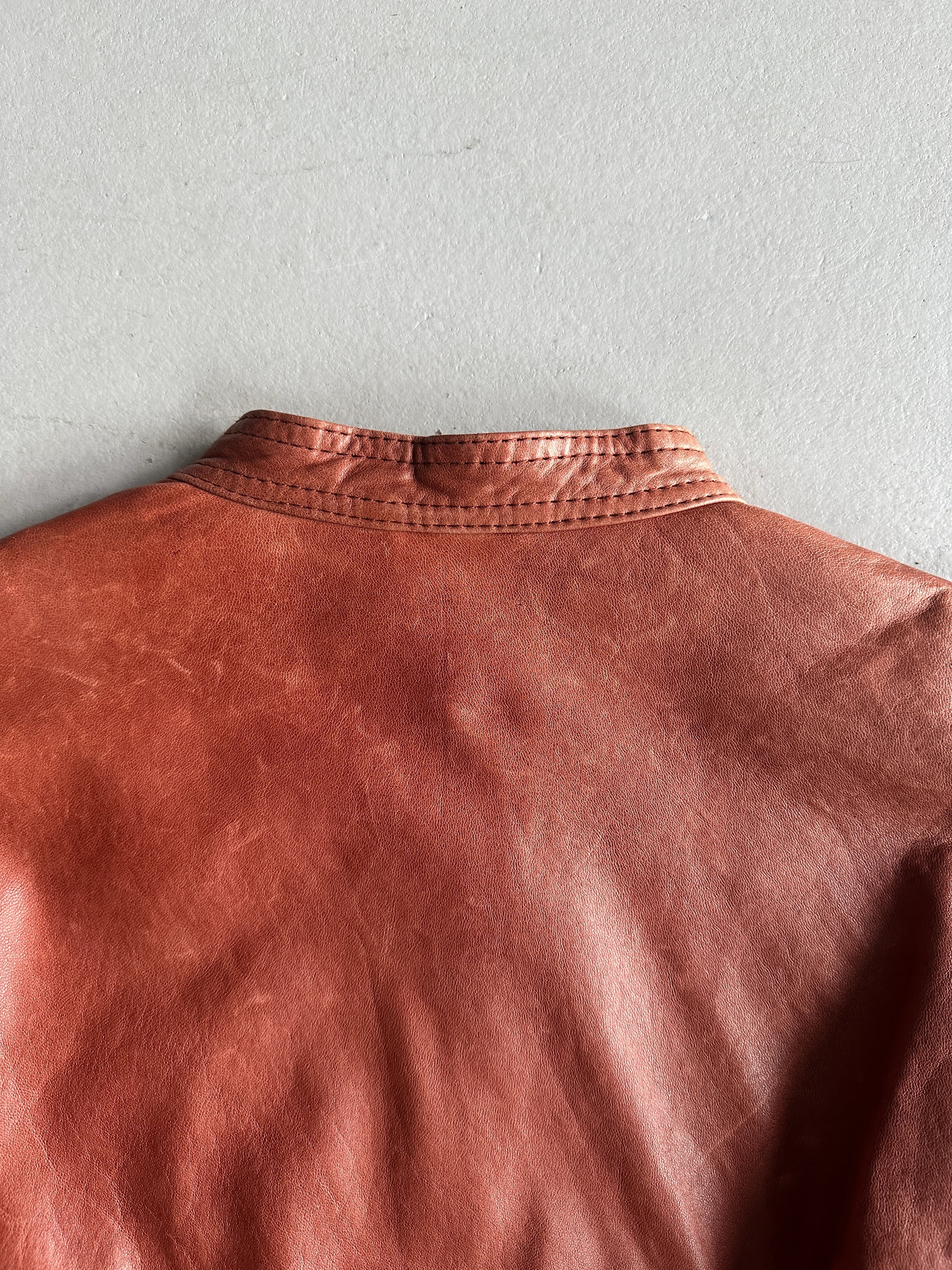 KENZO - 1990s ASYMMETRICAL LEATHER BIKER JACKET