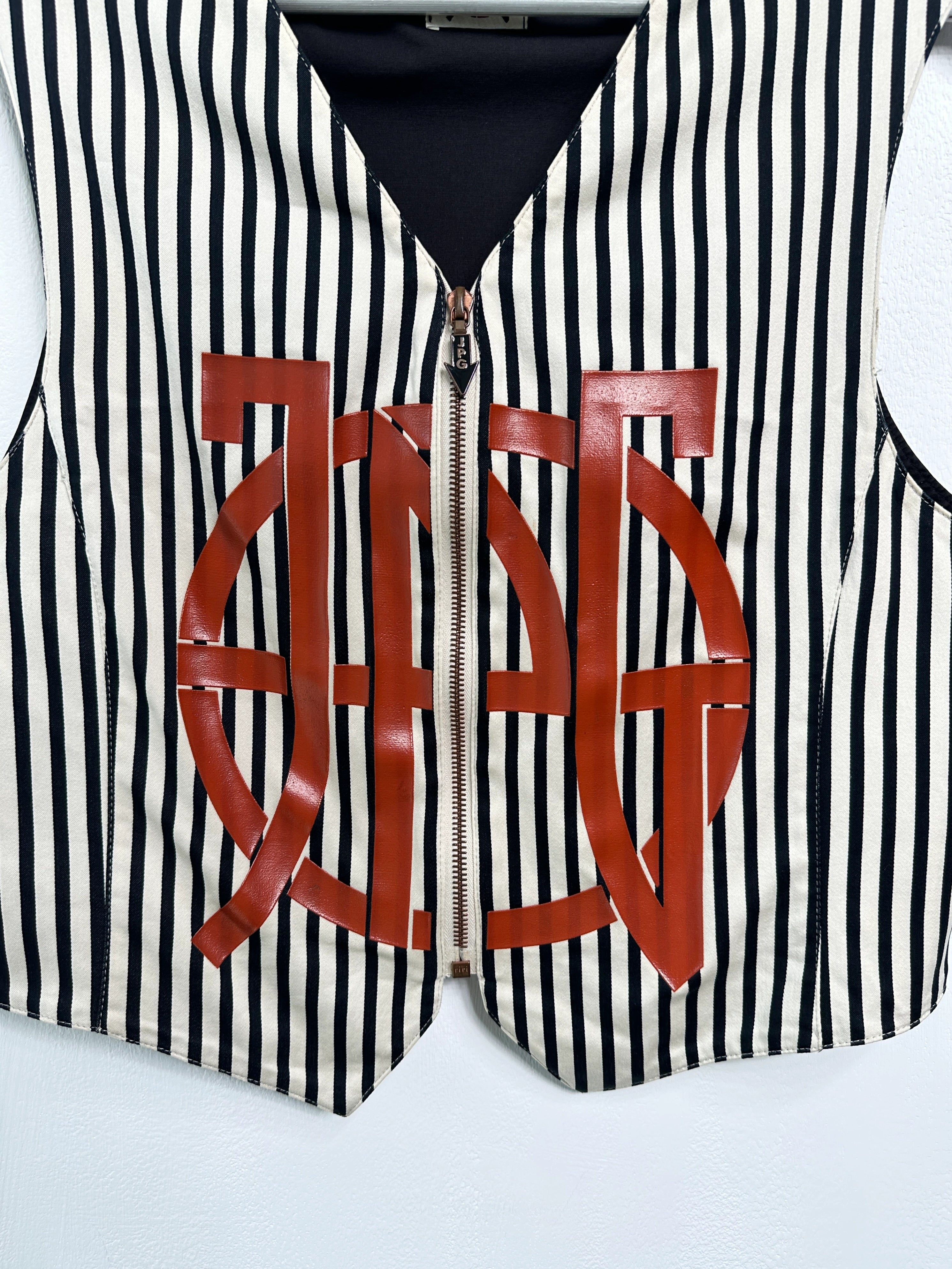 JEAN PAUL GAULTIER - 1990s STRIPED VEST ZIPPED GILET