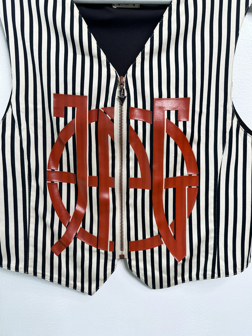 JEAN PAUL GAULTIER - 1990s STRIPED VEST ZIPPED GILET