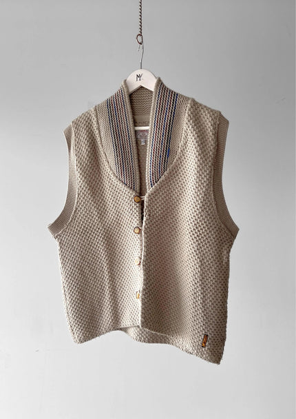 ARMANI JEANS 1990s CHUNKY KNIT BUTTONED GILET