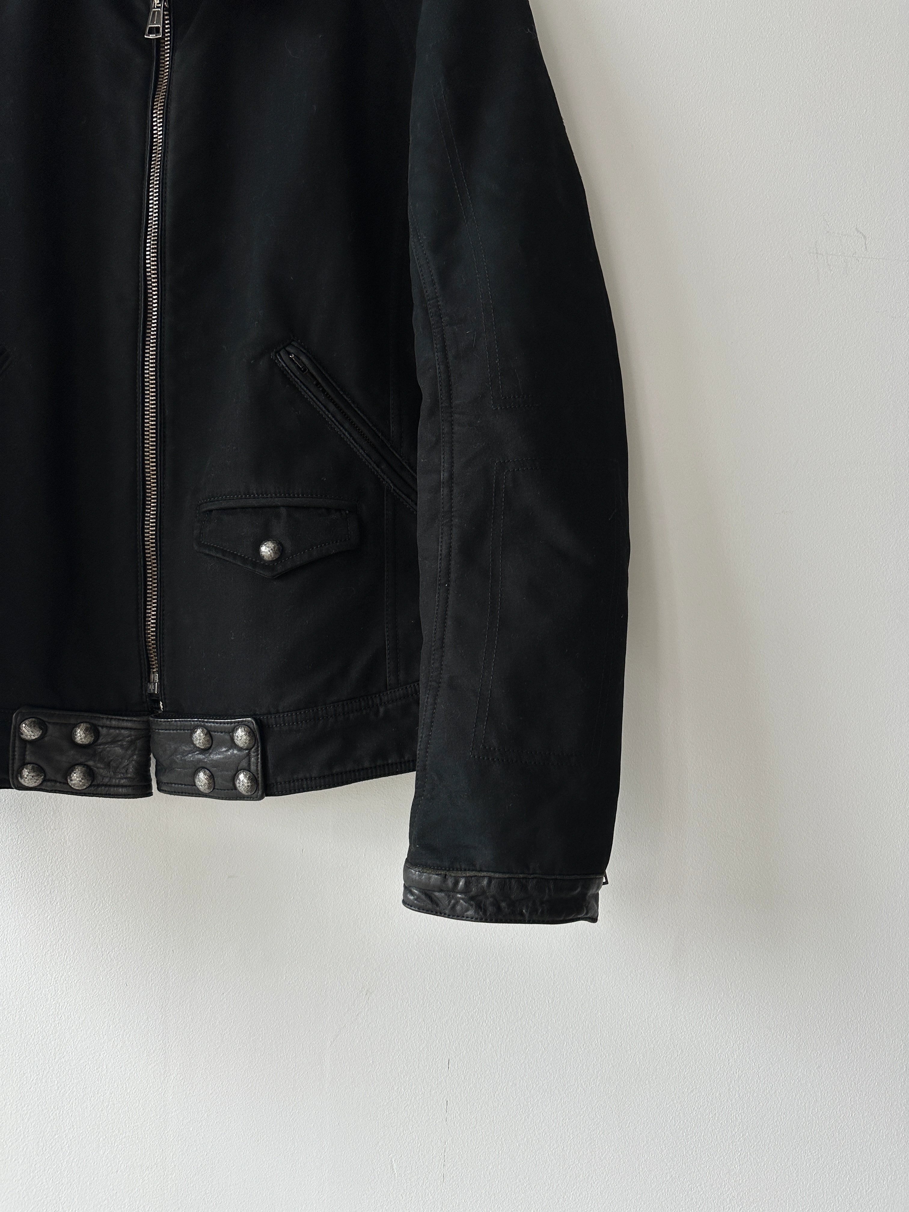 ANDREW MACKENZIE - early 2000s BIKER JACKET WITH LEATHER DETAILS