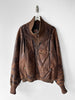 MARITHÉ & FRANÇOIS GIRBAUD X COMPAGNIE DES MONTAGNES & DES FORÊTS - 1980s DISTRESSED LEATHER BOMBER JACKET WITH HIGH RIBBED NECK