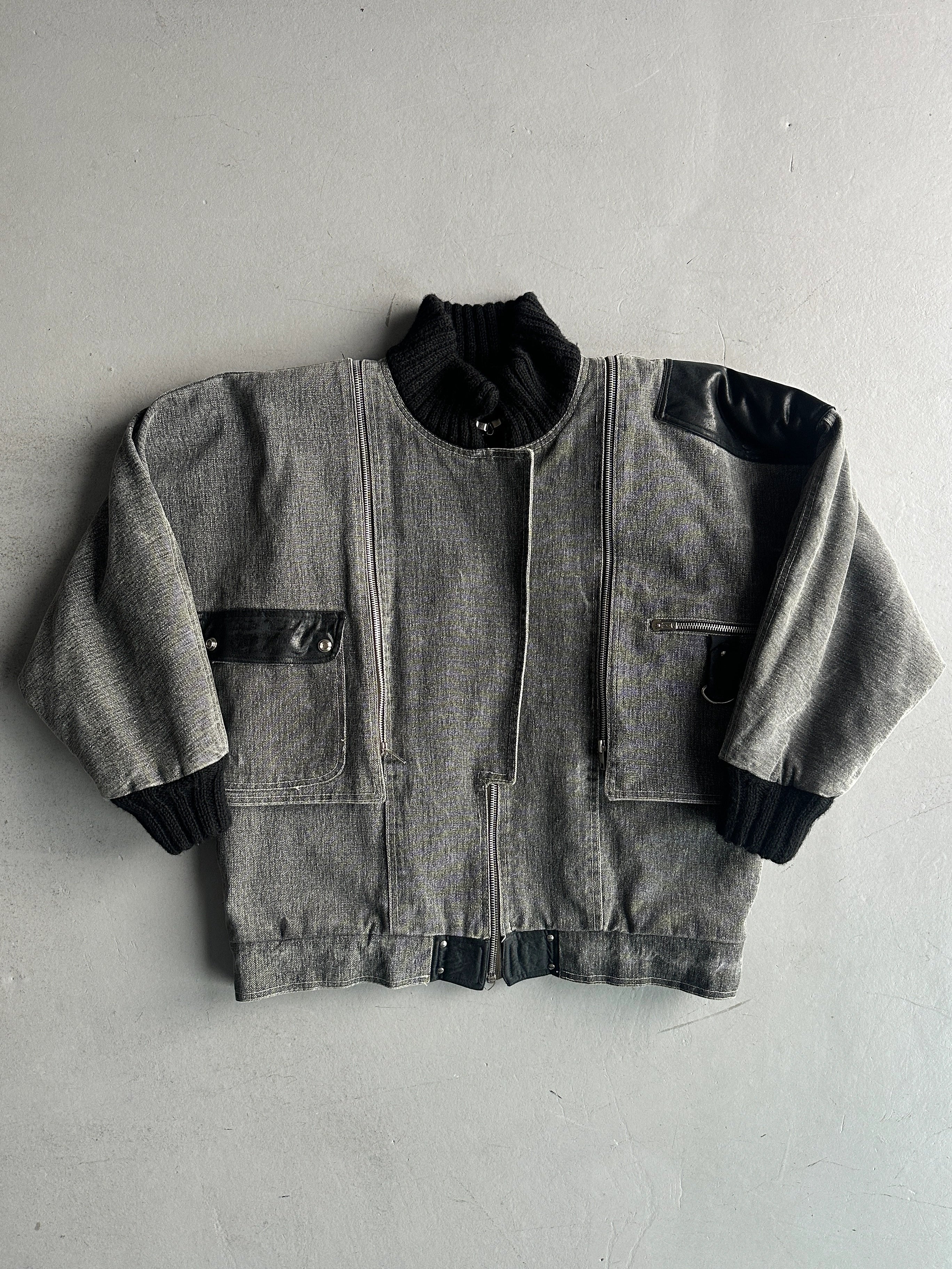 ITALIAN LABEL 1980s 2 IN 1 BOXY FIT DENIM BOMBER JACKET GILET