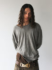 ISSEY MIYAKE - 1990s LOOSE FIT CREW NECK CRINKLED LONG SLEEVE TOP