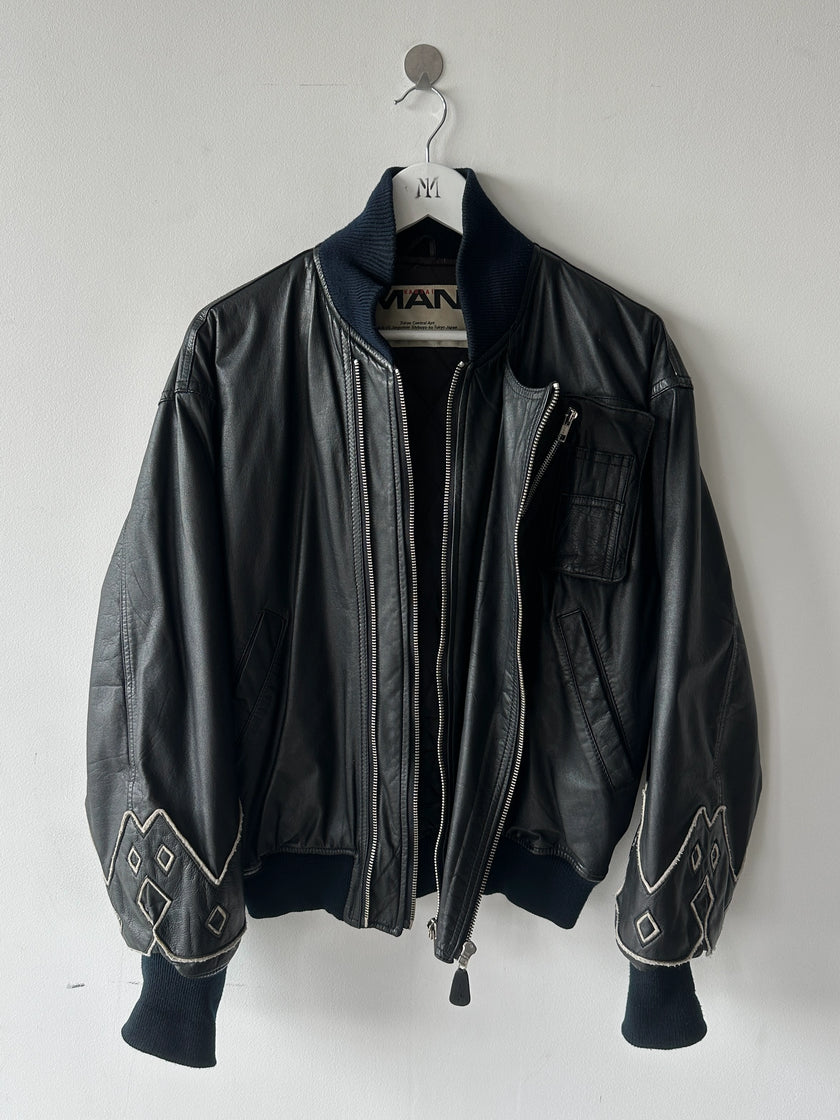 KANSAI YAMAMOTO - 1990s LEATHER BOMBER JACKET