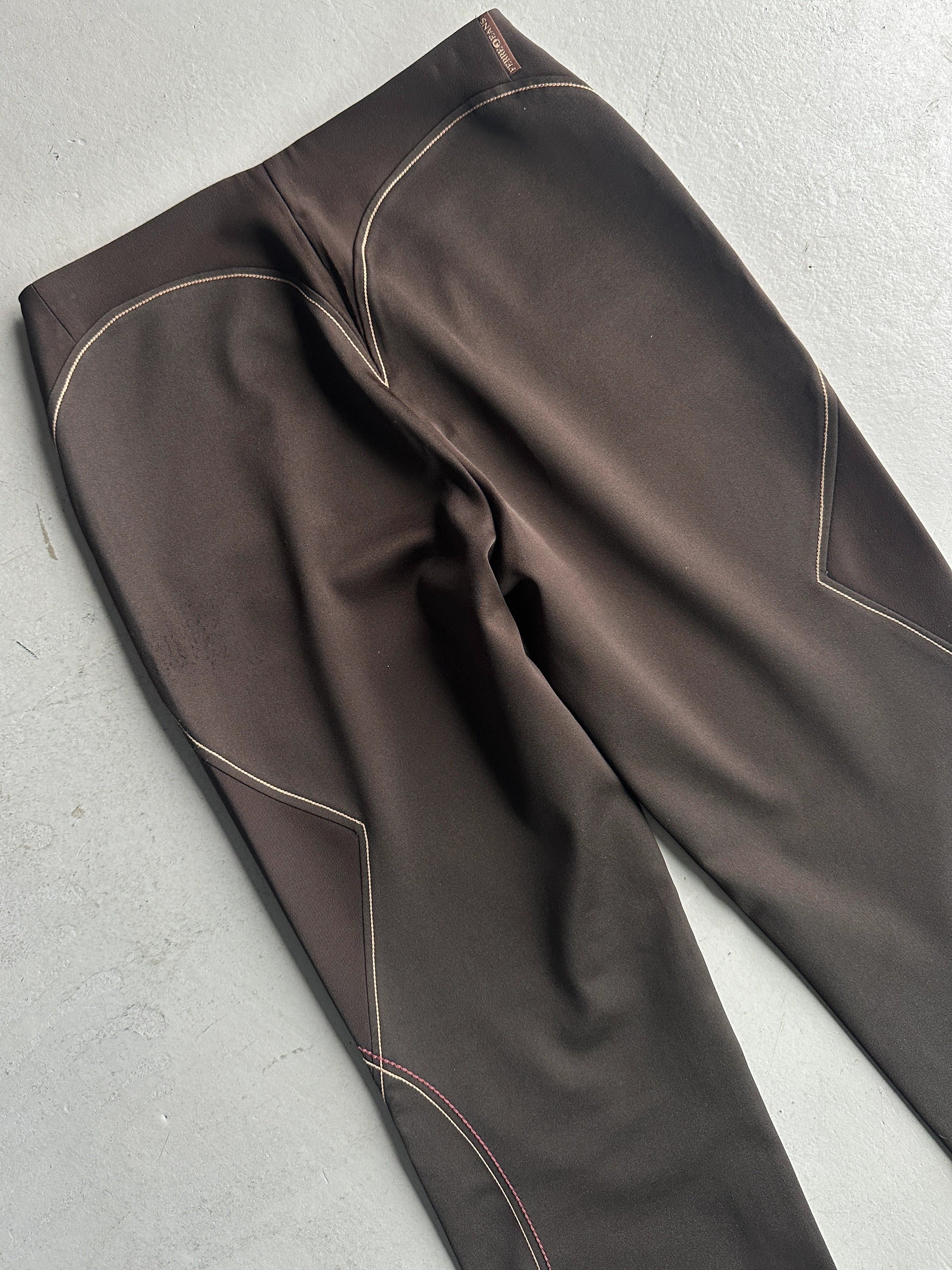 GIANFRANCO FERRÉ - 1990s SAMPLE EMBROIDERED TROUSERS WITH FLARED HEMS