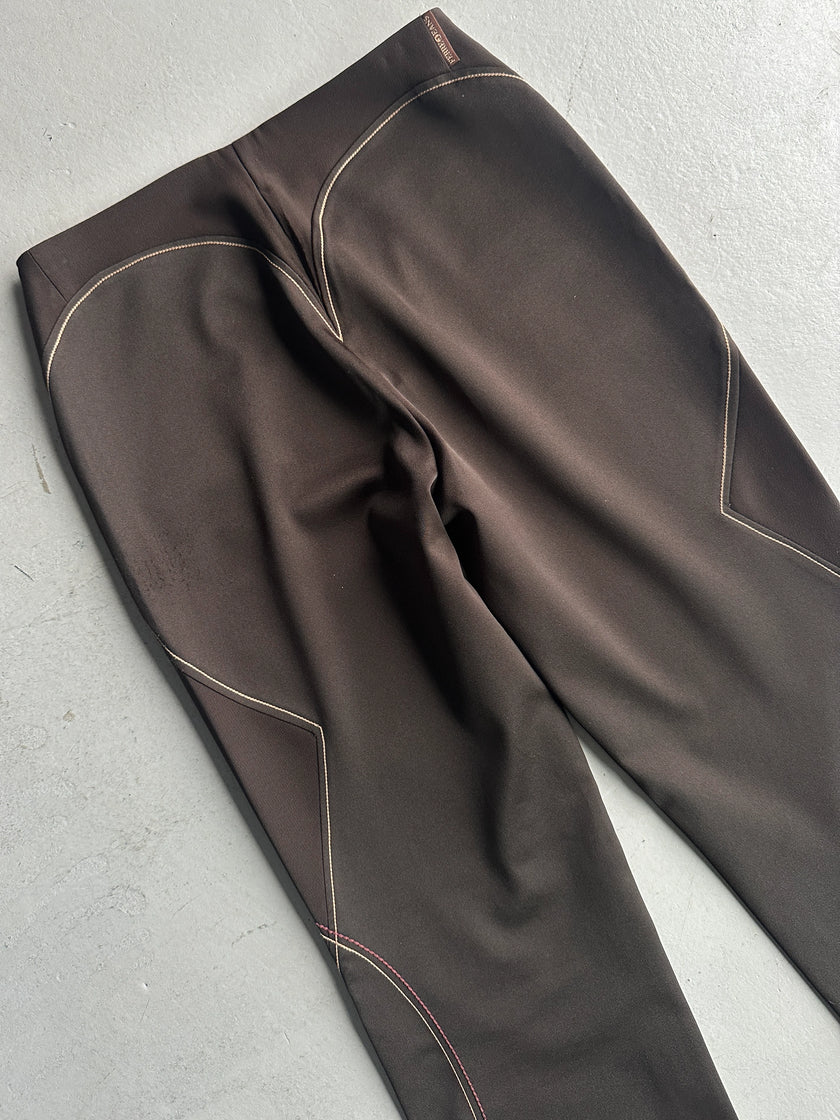 GIANFRANCO FERRÉ - 1990s SAMPLE EMBROIDERED TROUSERS WITH FLARED HEMS