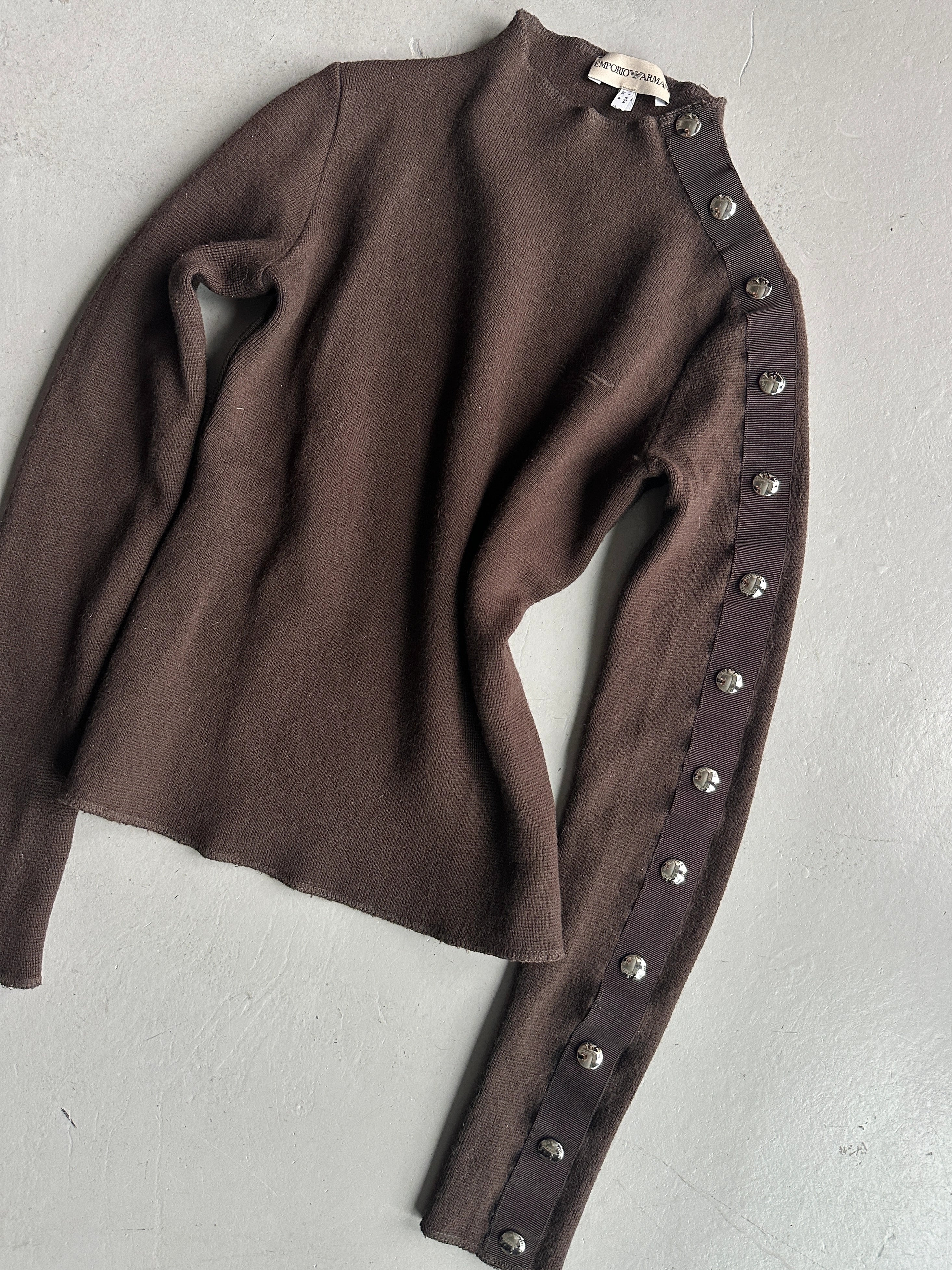 EMPORIO ARMANI - 2000s METAL BUTTON SLEEVE CROP FIT JUMPER