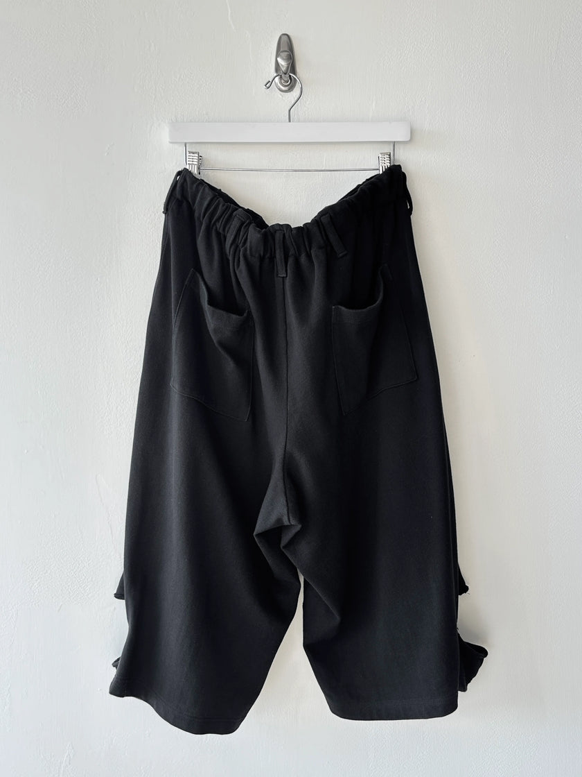 YOHJI YAMAMOTO - S/S 2025 TRACK SHORTS WITH CUT OUT DETAILS AT HEM